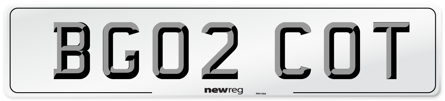 BG02 COT Number Plate from New Reg